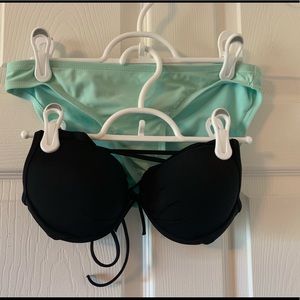 2 pc Mint green & black